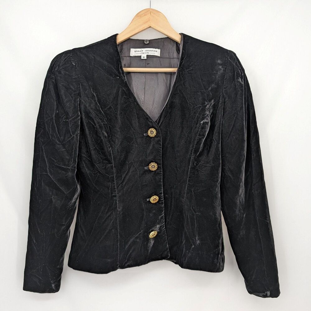 Vintage 1990s Nancy Johnson Velvet Jacket Blazer Office Siren Whimsygoth 8P